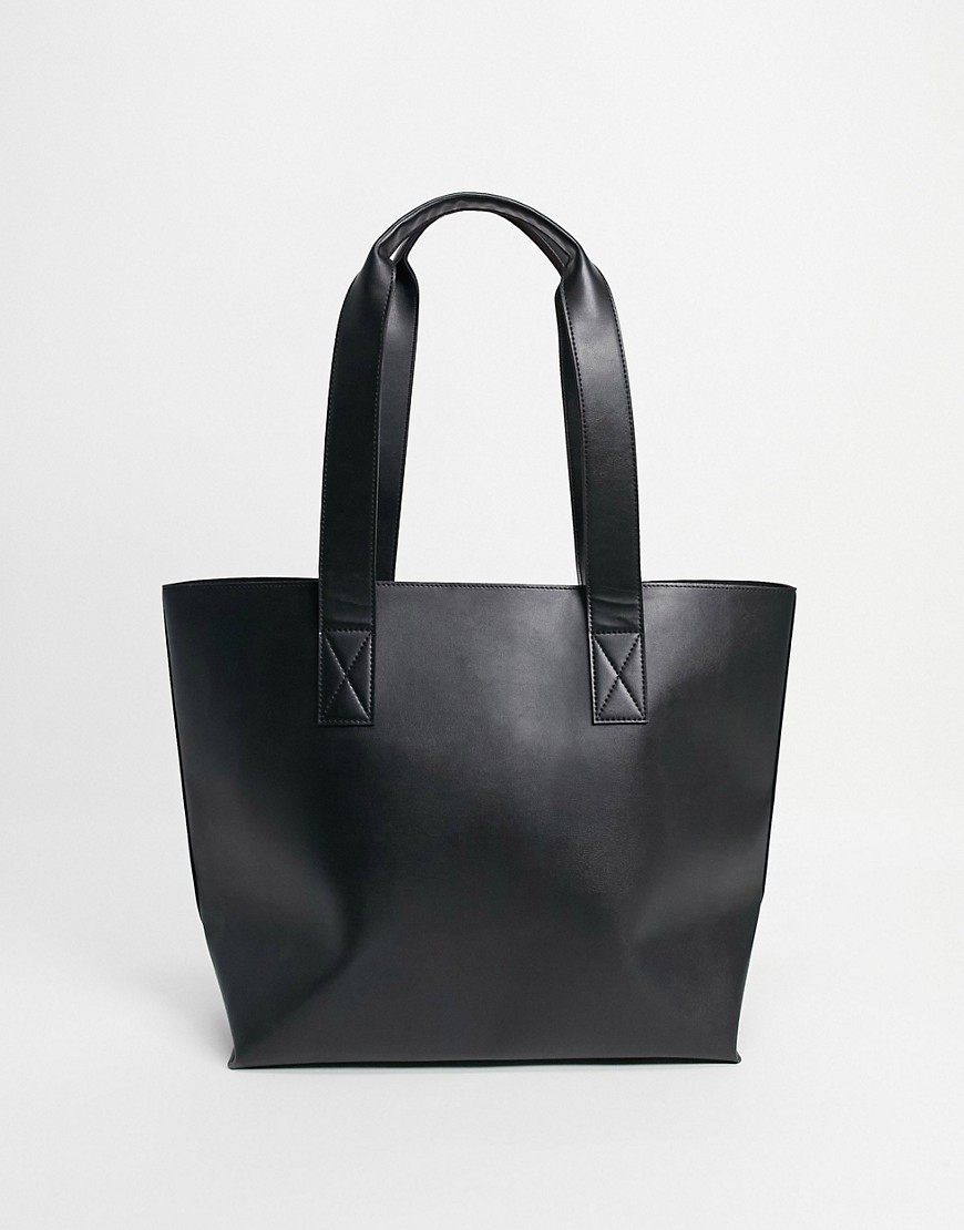 ASOS DESIGN tote bag in black faux leather