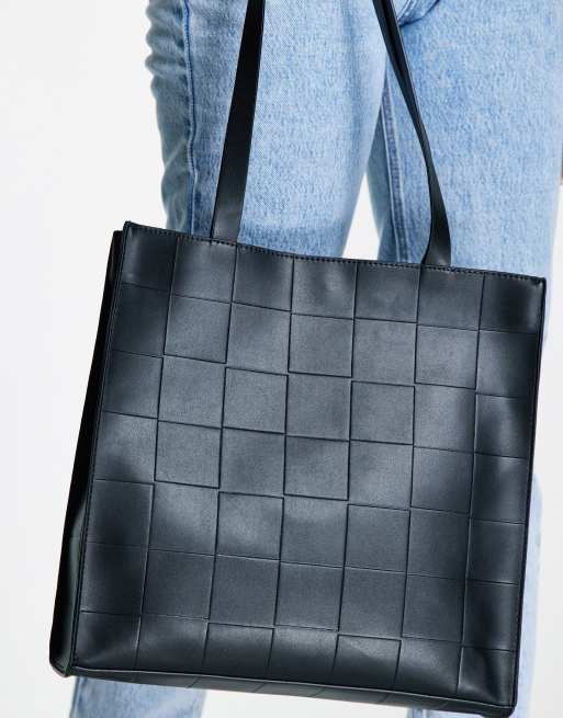 ASOS DESIGN tote bag in black weave ASOS