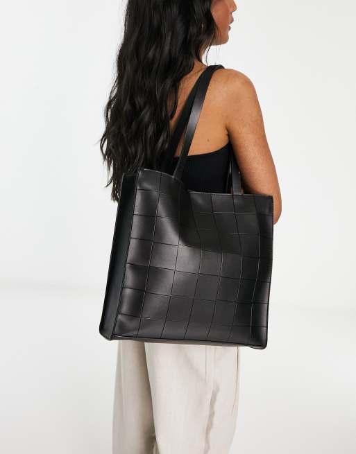 エイソス ASOS DESIGN tote bag in black weave レディース-