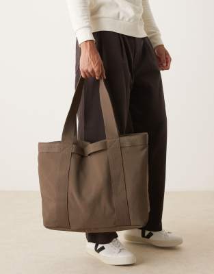 Asos Design Tote Bag In Brown