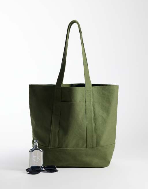 ASOS DESIGN tote bag in khaki, 2 of 4