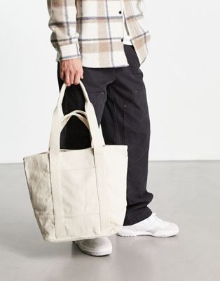 ASOS DESIGN - Tote bag oversize en coton épais avec poignées et bandoulière - Écru - CREAM | ASOS