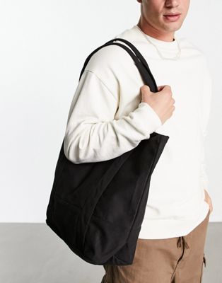 ASOS DESIGN oversized heavyweight cotton tote bag in black - ASOS Price Checker