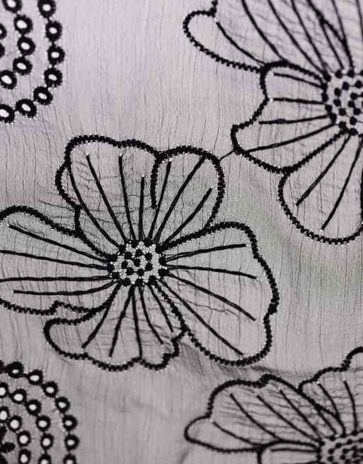 ASOS DESIGN - Tote bag transparent à broderies fleurs - Noir, 3 de 4