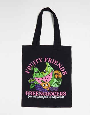 ASOS DESIGN tote bag with fruity friends print in black  - ASOS Price Checker