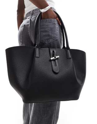 tote bag with toggle closure in black