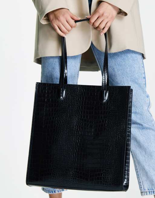  ASOS DESIGN - Tote met laptopvak in krokodillenmotief , 4 van 4