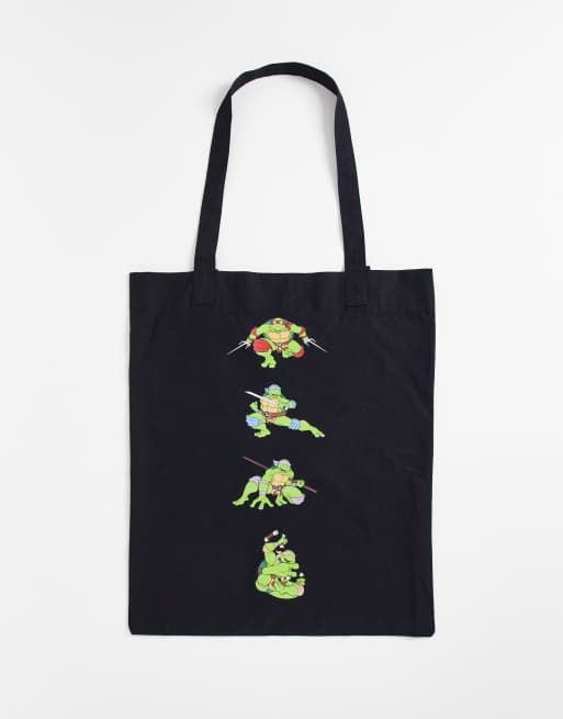 ASOS DESIGN - Tote met 'Ninja Turtles'-print in zwart