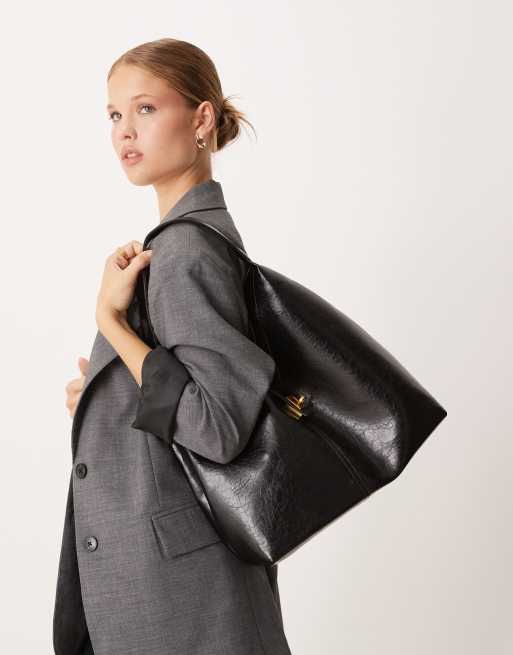 ASOS DESIGN - Tote met slotdetail in zwart, 2 van 4