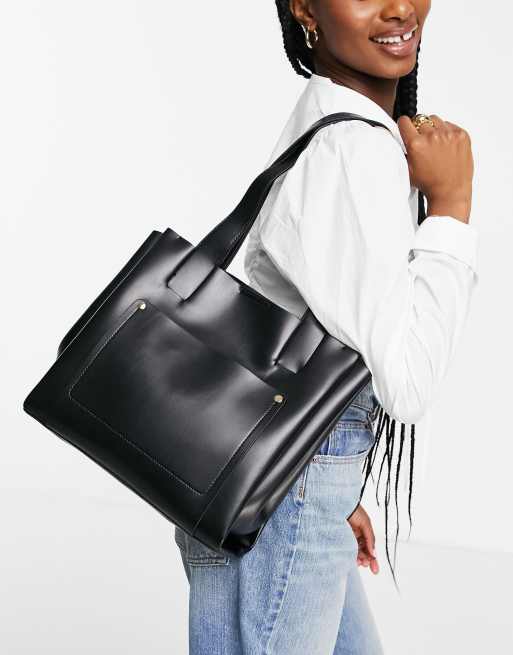 ASOS DESIGN - Tote met zijstukken in zwart