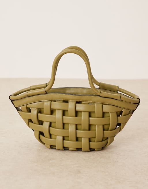 ASOS DESIGN - Tote tas met geweven structuur in groen, 2 van 4