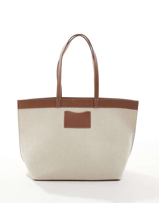 ASOS DESIGN Tote tas met structuur van gebonden canvas met inzetstukken ASOS