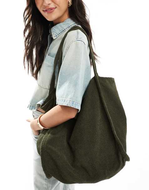 ASOS DESIGN - Tote tas van canvas met buisvormig handvat in groen - view 1