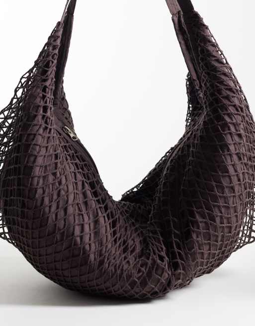 ASOS DESIGN - Tote tas van net in chocoladebruin, 3 van 4