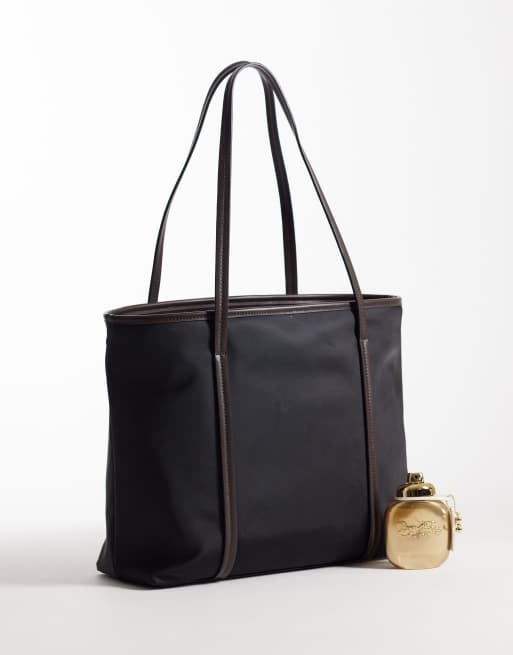 ASOS DESIGN - Tote tas van nylon met contrasterende bandjes in zwart, 2 van 4