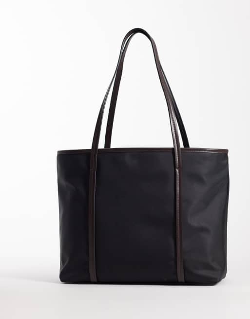 ASOS DESIGN - Tote tas van nylon met contrasterende bandjes in zwart, 4 van 4