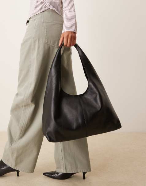 ASOS DESIGN - Tote tas van premium leer in zwart - view 1