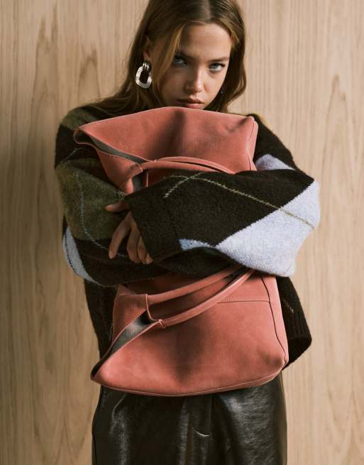 ASOS DESIGN - Tote tas van premium suède in roze, 2 van 4