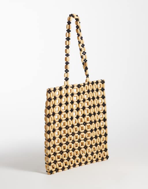 ASOS DESIGN - Tote-taske med perler og trælook, 4 af 4