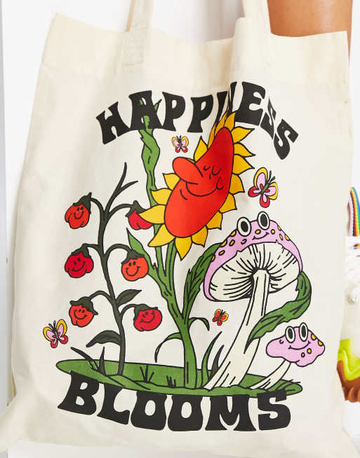 ASOS DESIGN - Tote-taske med svampe- og sloganprint i kanvas, 3 af 4