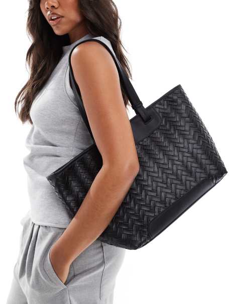 ASOS DESIGN - Tote van oversized weefsel in zwart - view 1