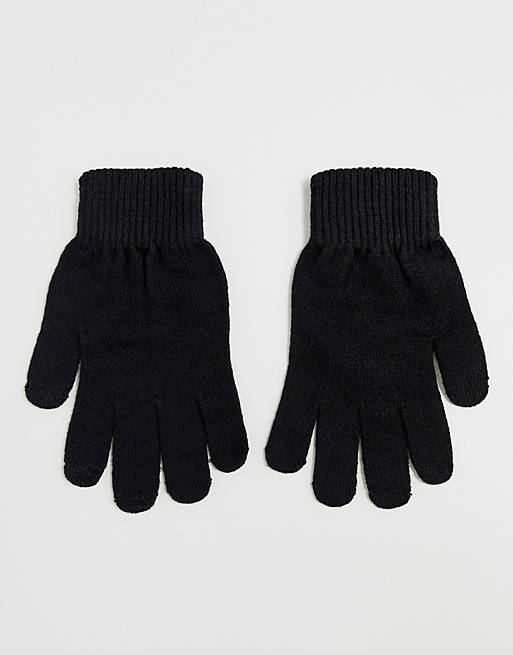 ASOS DESIGN touch screen gloves in polyester in black