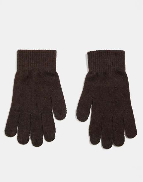ASOS DESIGN touch screen gloves in polyester in chocolate - view 1