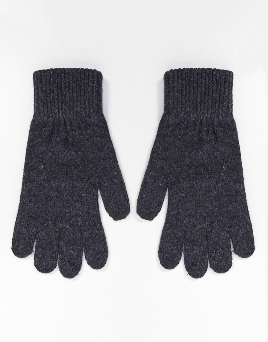 ASOS DESIGN touch screen gloves in recycled polyester in charcoal gray-Grey