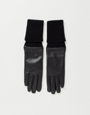 knit leather gloves