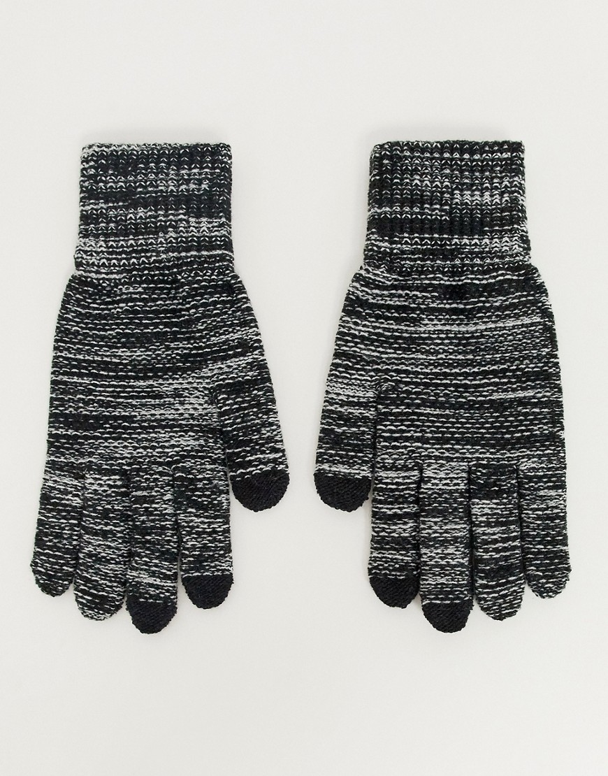 ASOS DESIGN touchscreen gloves in black and white twist-Multi
