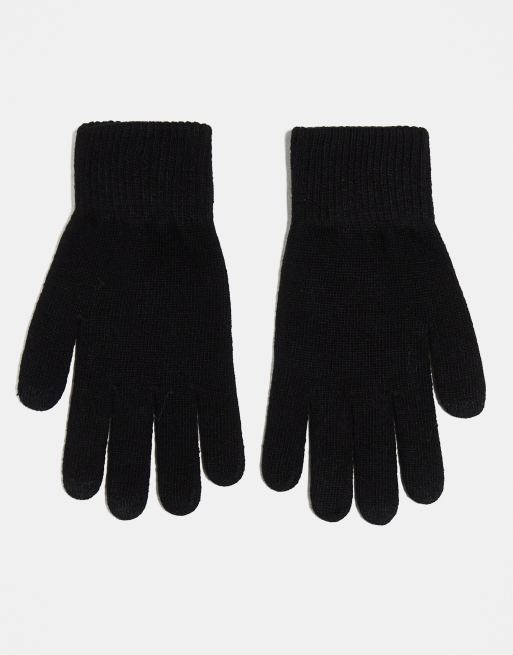ASOS DESIGN touchscreen gloves in black