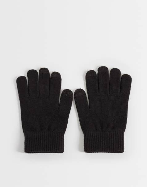 ASOS DESIGN touchscreen gloves in dark chocolate brown - view 1