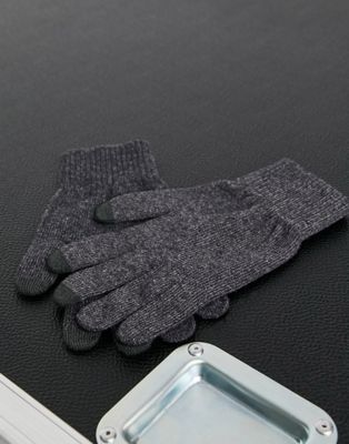 ASOS DESIGN touchscreen gloves in grey - LGREY