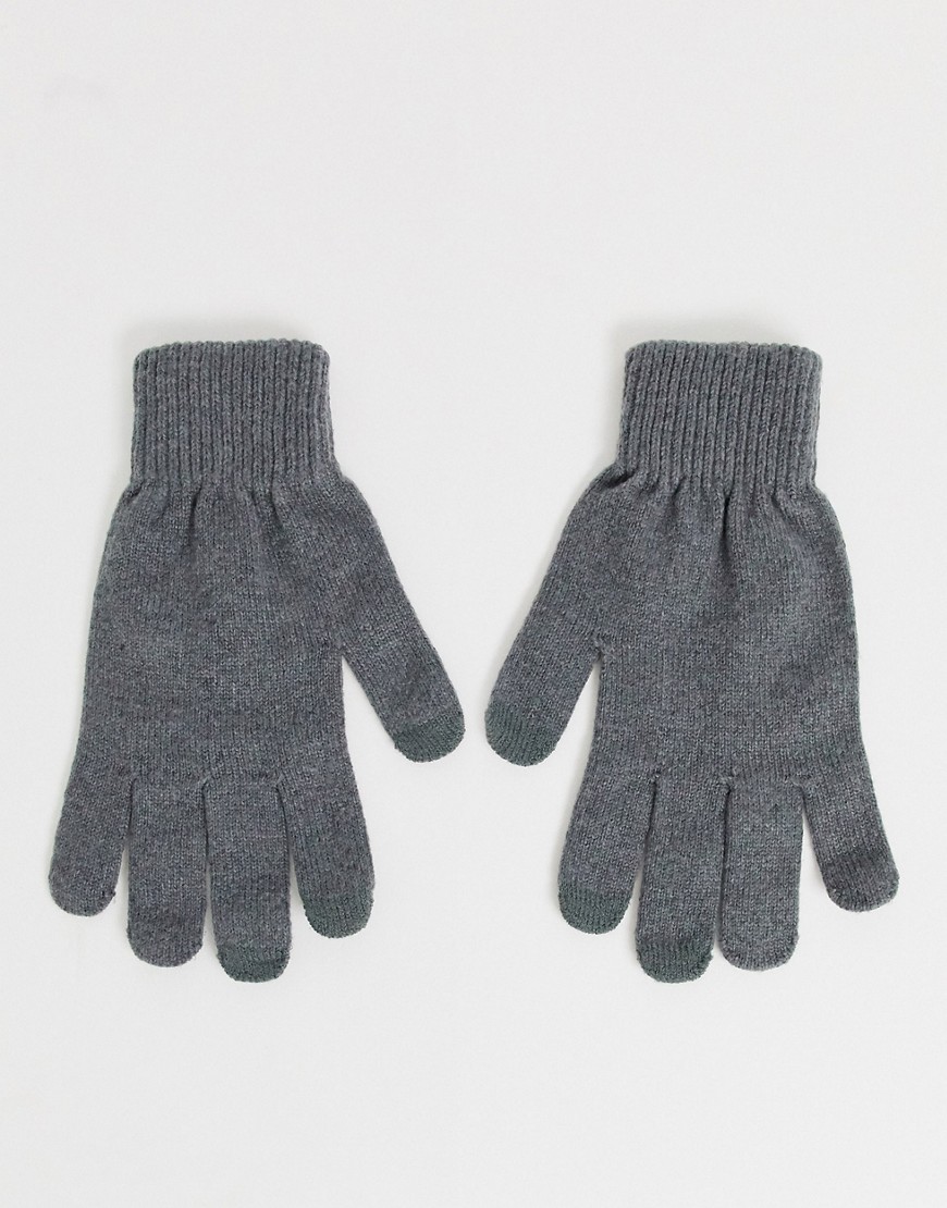 ASOS DESIGN touchscreen gloves in grey