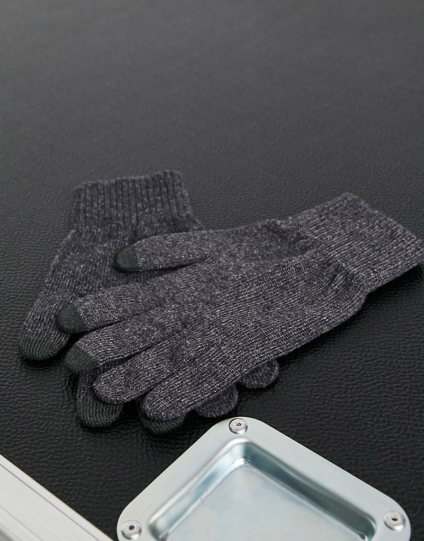 Asos Design Touchscreen Gloves In Grey