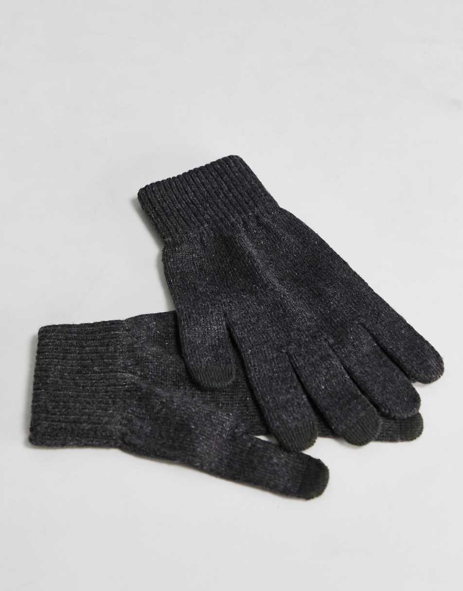 ASOS DESIGN fingerless gloves in grey marl