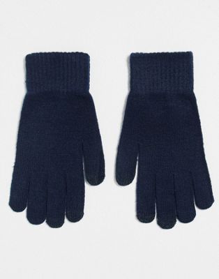 Asos Design Touchscreen Gloves In Navy