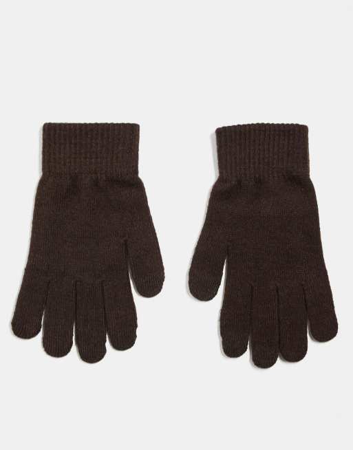 ASOS DESIGN - Touchscreen handschoenen van polyester in chocoladebruin