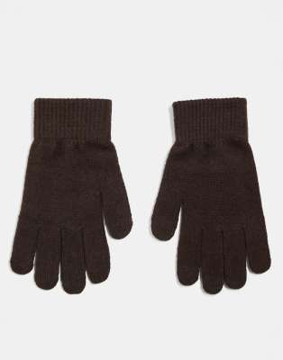 ASOS DESIGN - Touchscreen-Handschuhe aus Polyester in Schokoladenbraun-Brown