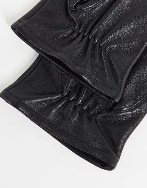 ASOS DESIGN – Touchscreen-Handschuhe aus schwarzem Leder, 4 von 4