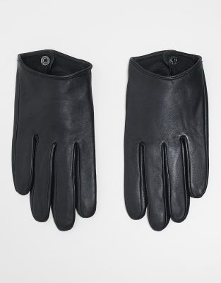 ASOS DESIGN - Touchscreen-Handschuhe aus schwarzem Leder