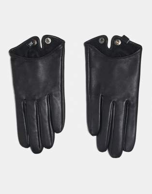 ASOS DESIGN - Touchscreen-Handschuhe aus schwarzem Leder