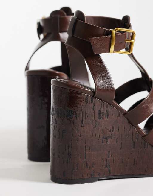 ASOS DESIGN – Tova – Chokladbruna skor med kilklackar och remmar, 2 av 4