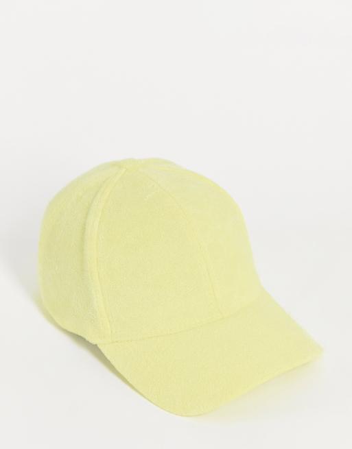 ASOS DESIGN towelling baseball cap in lemon