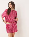 [ASOS DESIGN] ASOS DESIGN towelling boxer shorts in pink stripe (Part of a set) XS Pink Stripe