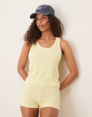 ASOS DESIGN towelling cami co-ord in lemon