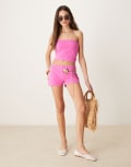 [ASOS DESIGN] ASOS DESIGN towelling micro shorts in pink (part of a set) XS PINK