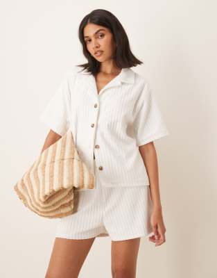 ASOS DESIGN ASOS DESIGN towelling revere shirt co-ord in white