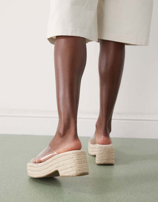 ASOS DESIGN Toy cross strap wedges in clear