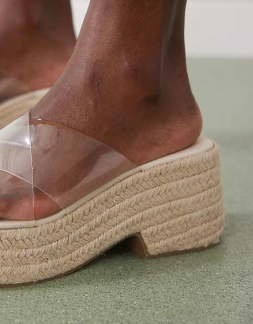 ASOS DESIGN Toy cross strap wedges in clear